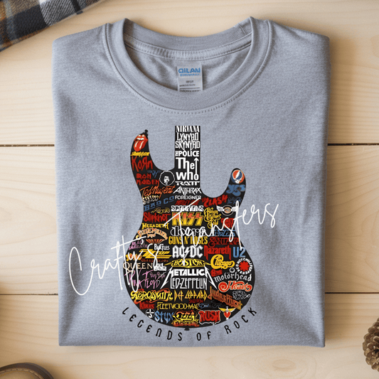 Legends of Rock Guitar DTF Transfer | Vintage Rock Music Graphic Tee Heat Transfer