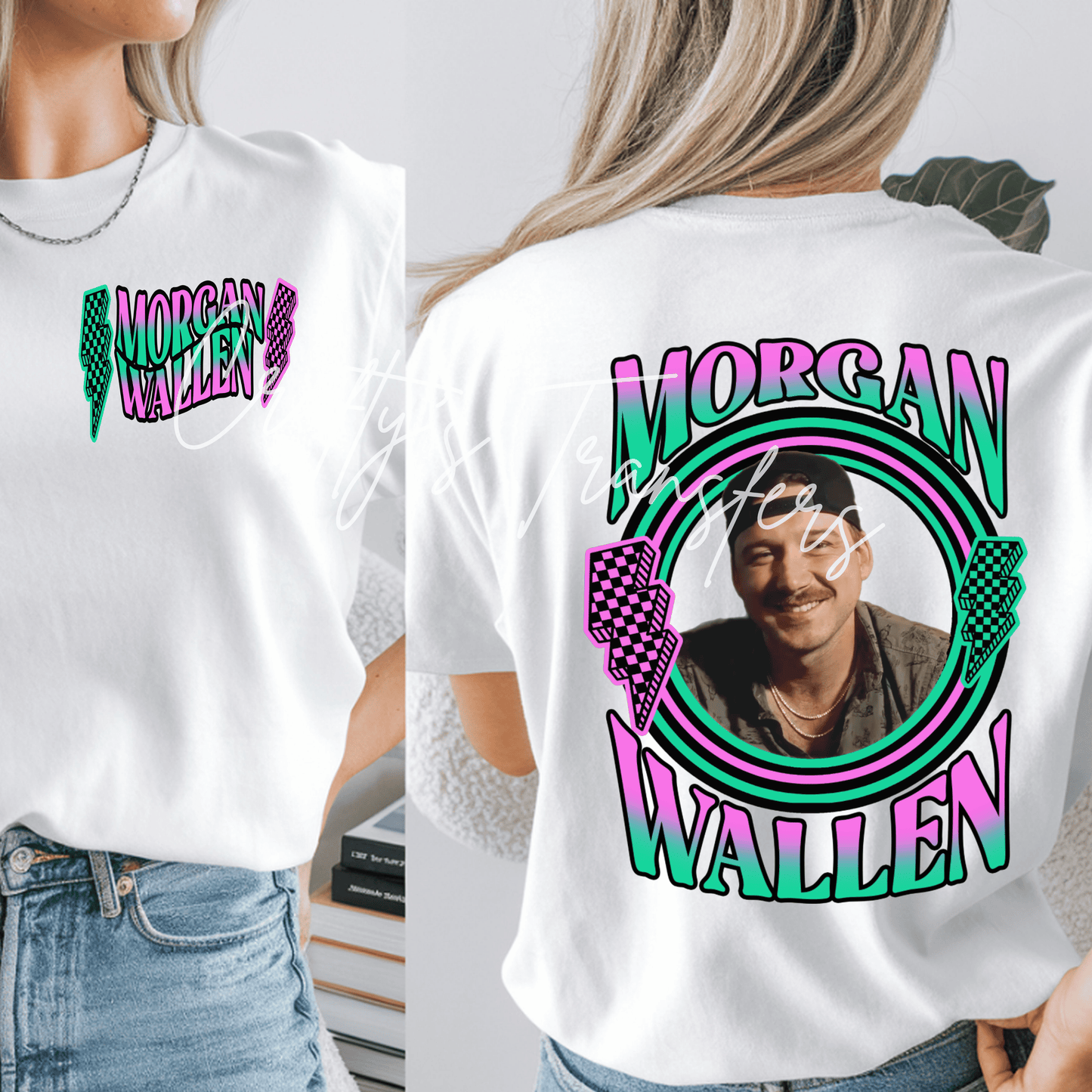 Retro Neon Country Singer Wallen Inspired DTF Transfer | Western Concert Style Front & Back Heat Transfer