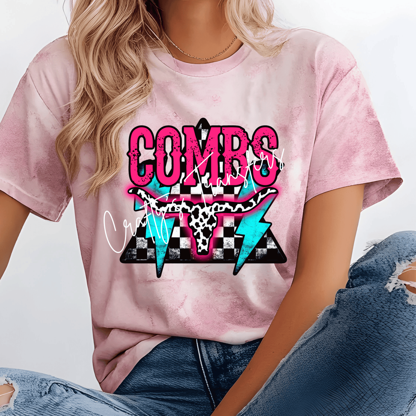 Combs Western DTF Transfer | Retro Cow Skull Country Graphic Tee Heat Transfer