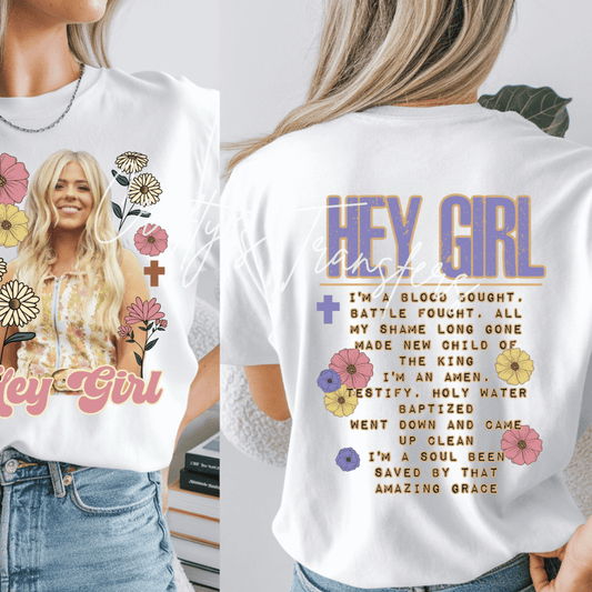 Anne Wilson Faith Inspired Floral Front & Back DTF Transfer | Retro Christian Shirt Transfer | Hey Girl Graphic Heat Transfer