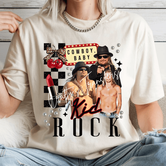 Kid Rock Cowboy Baby DTF Transfer | Country Rock Concert Graphic Tee | Western Music Shirt Transfer | Retro Rockstar Design