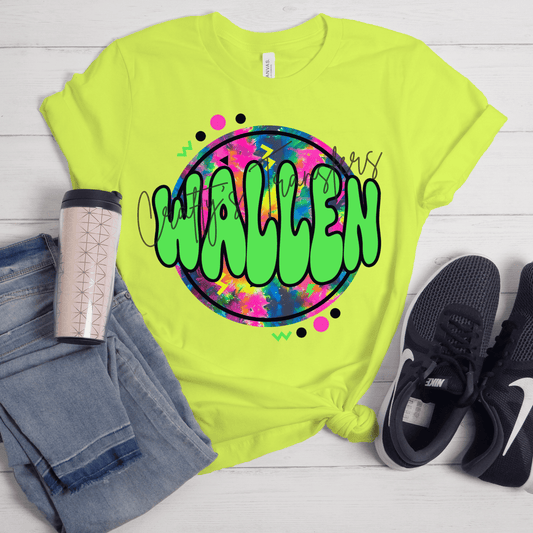Wallen DTF Transfer | Neon Retro Country Music Shirt Design | Colorful Western Graphic Tee Transfer