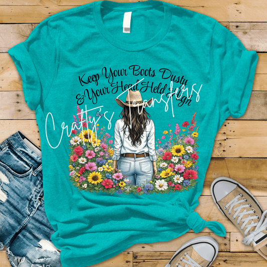 Cowgirl Wildflower DTF Transfer | Western Floral Cowgirl Shirt Transfer | Country Boutique Graphic Tee Transfer