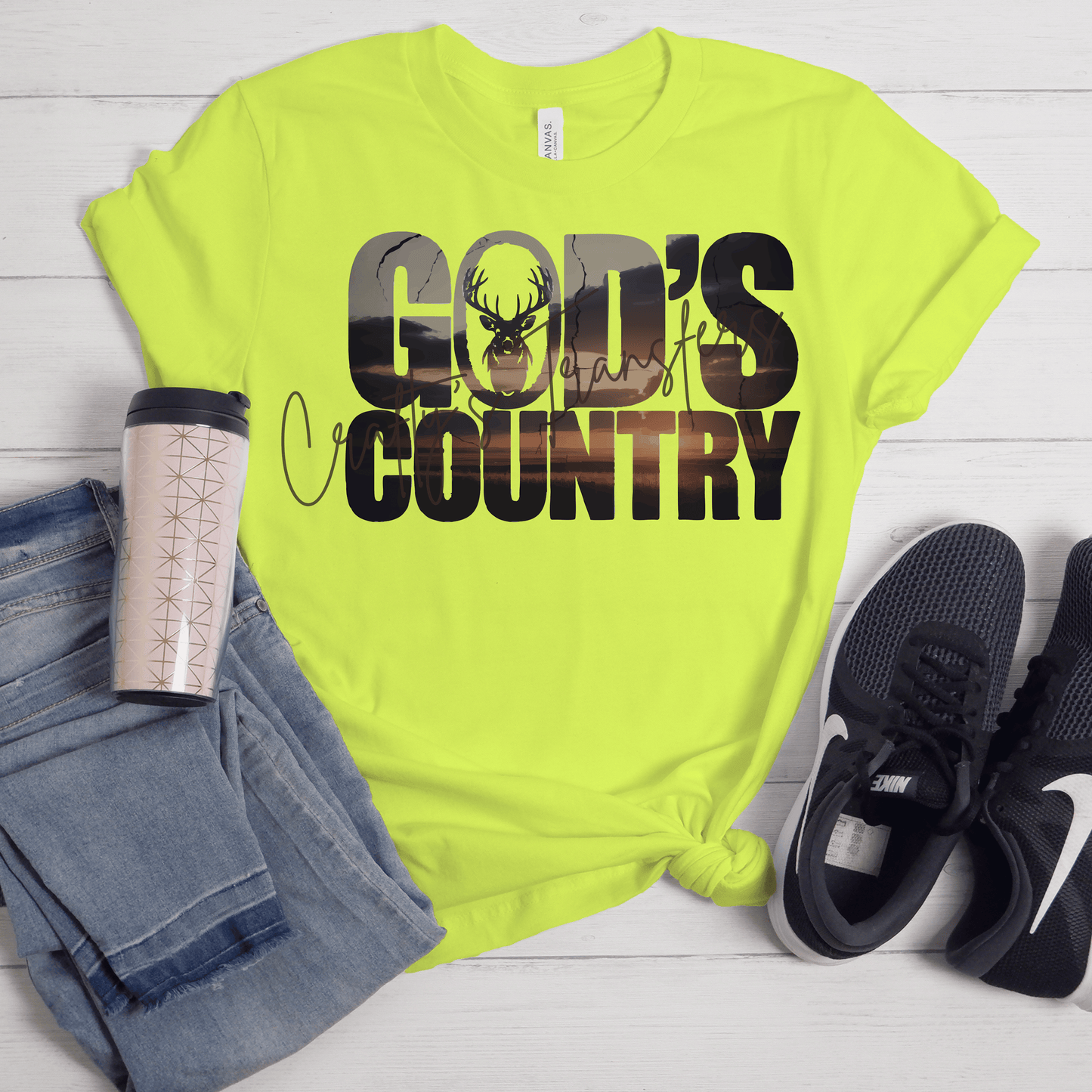 God’s Country Deer Hunting DTF Transfer | Rustic Outdoorsman Graphic Tee Transfer | Hunting Country Shirt Design