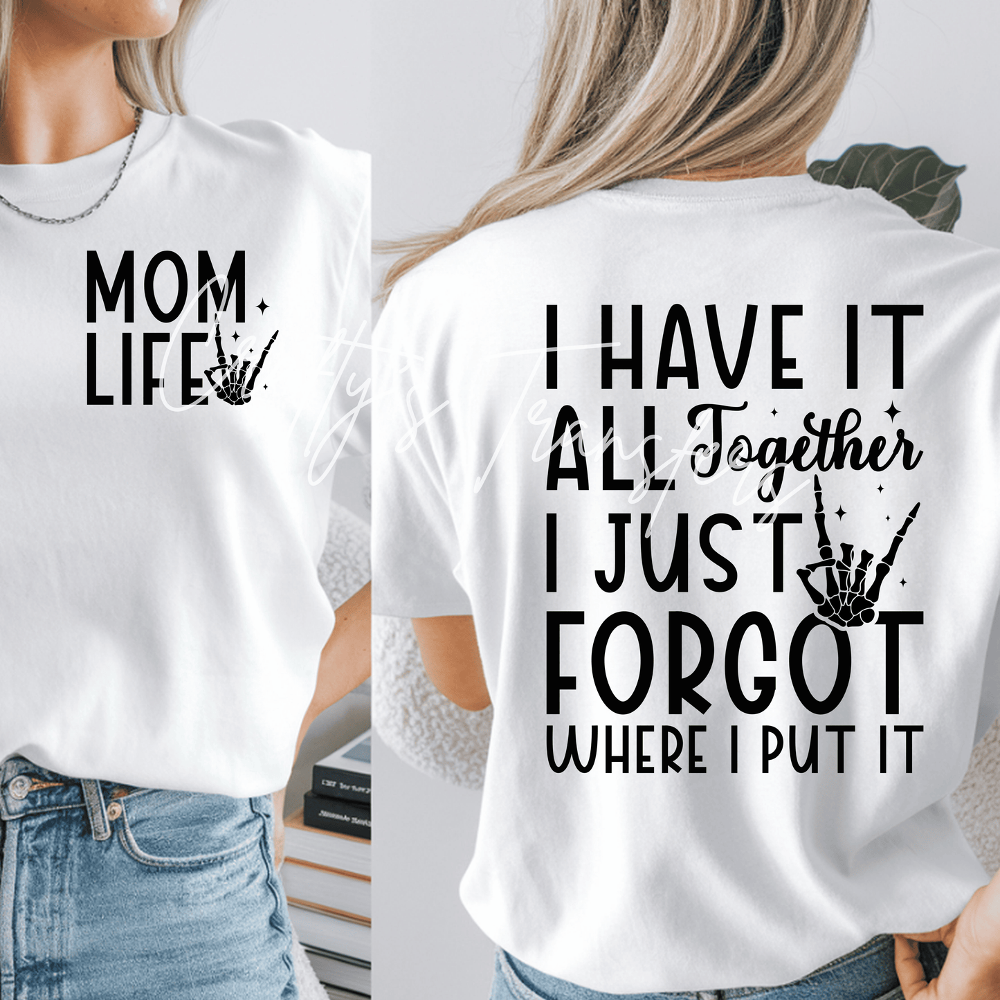 Mom Life DTF Transfer | Funny Mom Back Print Heat Transfer | Matching Front & Back Mama Shirt Design
