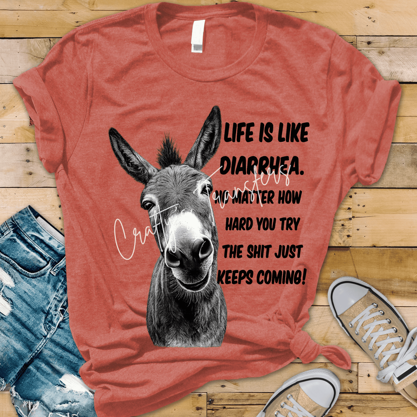 Funny Donkey DTF Transfer | Black & White Donkey Graphic Transfer | Farm Animal Western Shirt Design