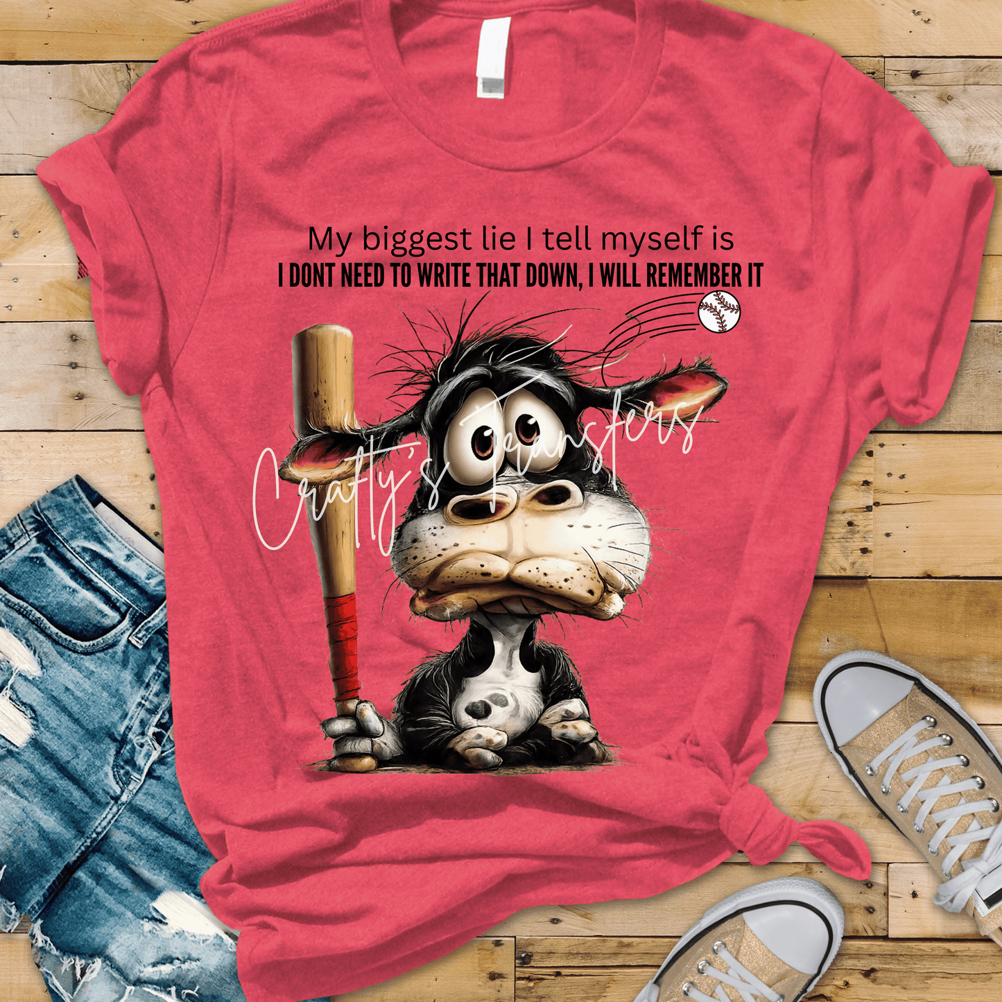 Funny Forgetful Cat DTF Transfer | I Don’t Need To Write That Down Graphic Tee Transfer | Baseball Humor Shirt Design