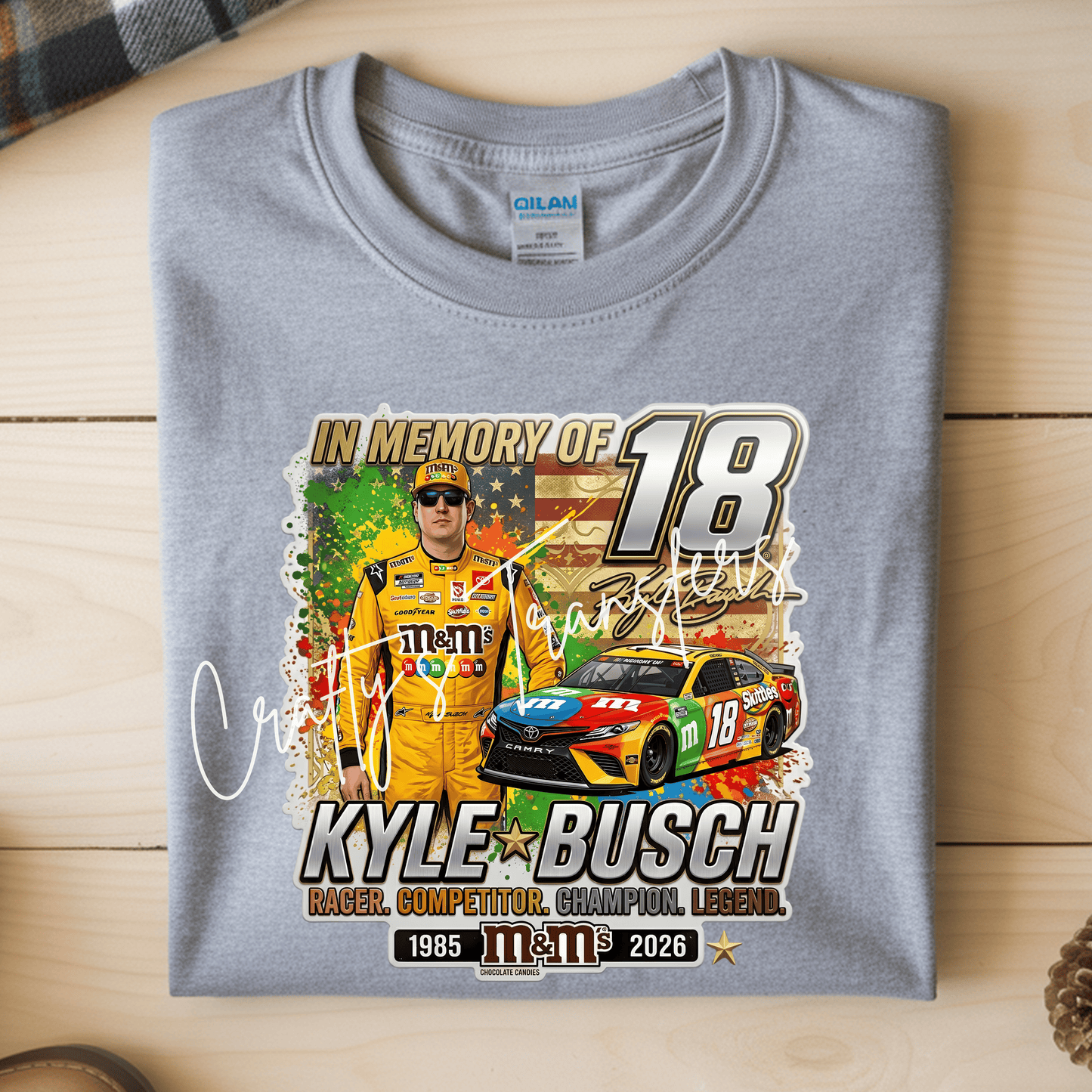 Kyle Busch Tribute DTF Transfer | Racing Legend Graphic Tee Transfer | #18 Race Fan Shirt Design