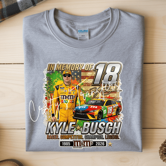 Kyle Busch Tribute DTF Transfer | Racing Legend Graphic Tee Transfer | #18 Race Fan Shirt Design