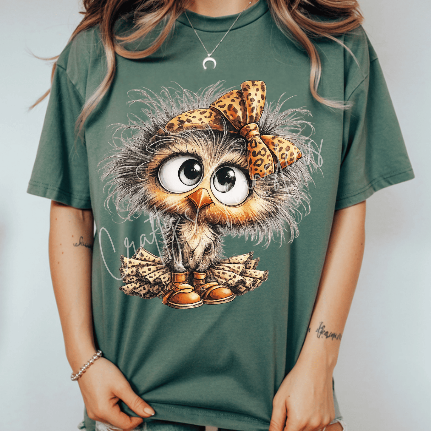 Cute Owl DTF Transfer | Leopard Bow Owl Graphic Transfer | Whimsical Boutique Animal Shirt Design