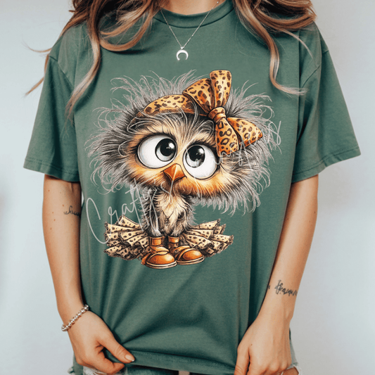 Cute Owl DTF Transfer | Leopard Bow Owl Graphic Transfer | Whimsical Boutique Animal Shirt Design