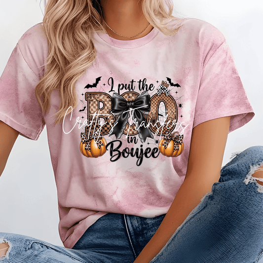 Boujee Halloween DTF Transfer | Chic Pumpkin Bow Graphic | Trendy Spooky Season Shirt Transfer