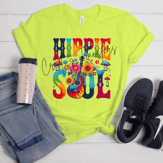 Hippie Soul DTF Transfer | Retro Tie Dye Guitar Floral Graphic | Boho Groovy Shirt Transfer