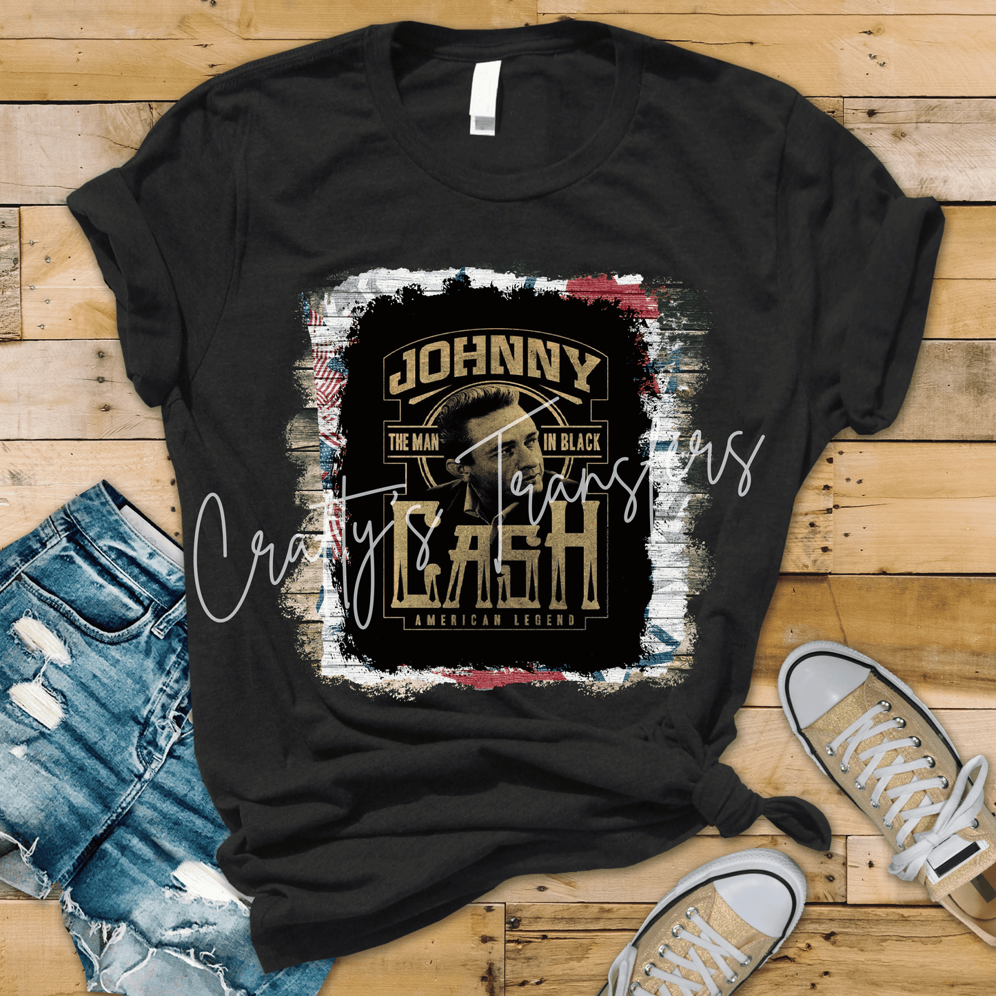 Johnny Cash American Legend DTF Transfer | Man in Black Country Music Graphic Tee Transfer | Vintage Western Shirt Design