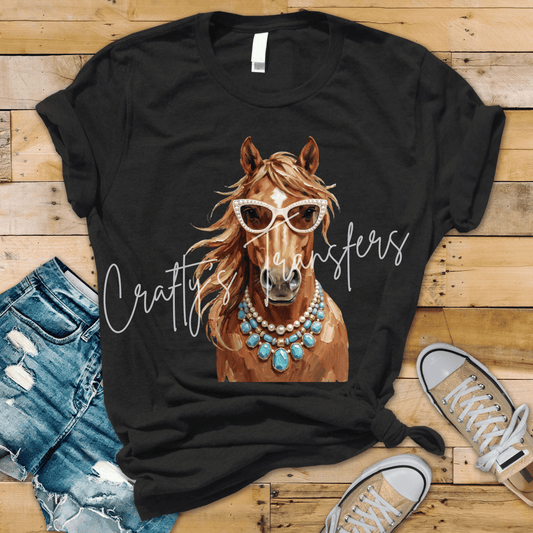 Glam Western Horse DTF Transfer | Turquoise Cowgirl Horse Graphic | Boutique Western Shirt Transfer