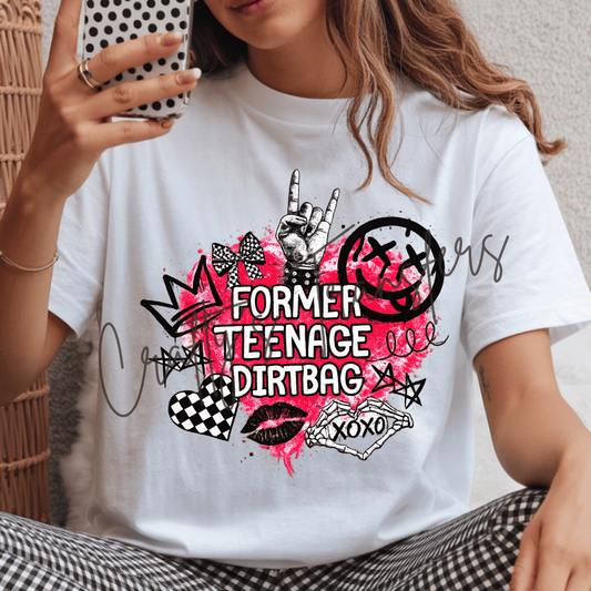 Former Teenage Dirtbag DTF Transfer | Retro Punk Rock Graphic Tee Transfer | Emo Grunge Y2K Alternative Shirt Design