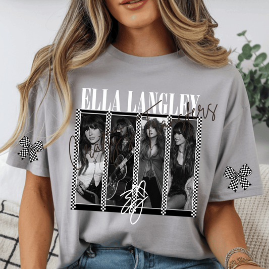 Ella Langley Checkered Bow DTF Transfer | Country Music Western Graphic Transfer | Retro Concert Inspired Shirt Transfer