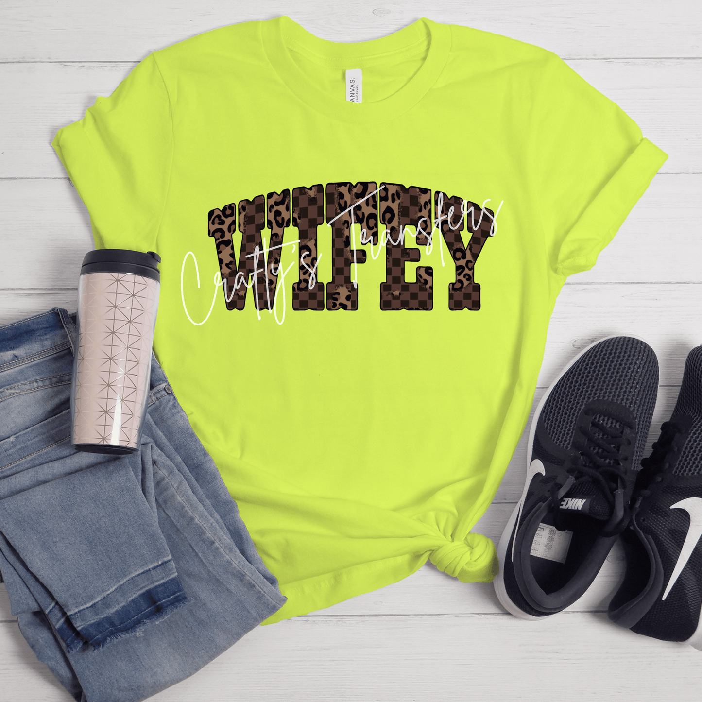 Wifey Leopard Checkered DTF Transfer | Western Wife Graphic Transfer | Trendy Boutique Shirt Design for Wives