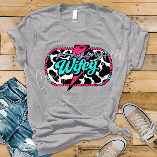 Praying Mama DTF Transfer | Faith Mama Praying Wifey Lightning Bolt Graphic | Christian Mom Wife Shirt Transfer | Cow Print Boutique Design