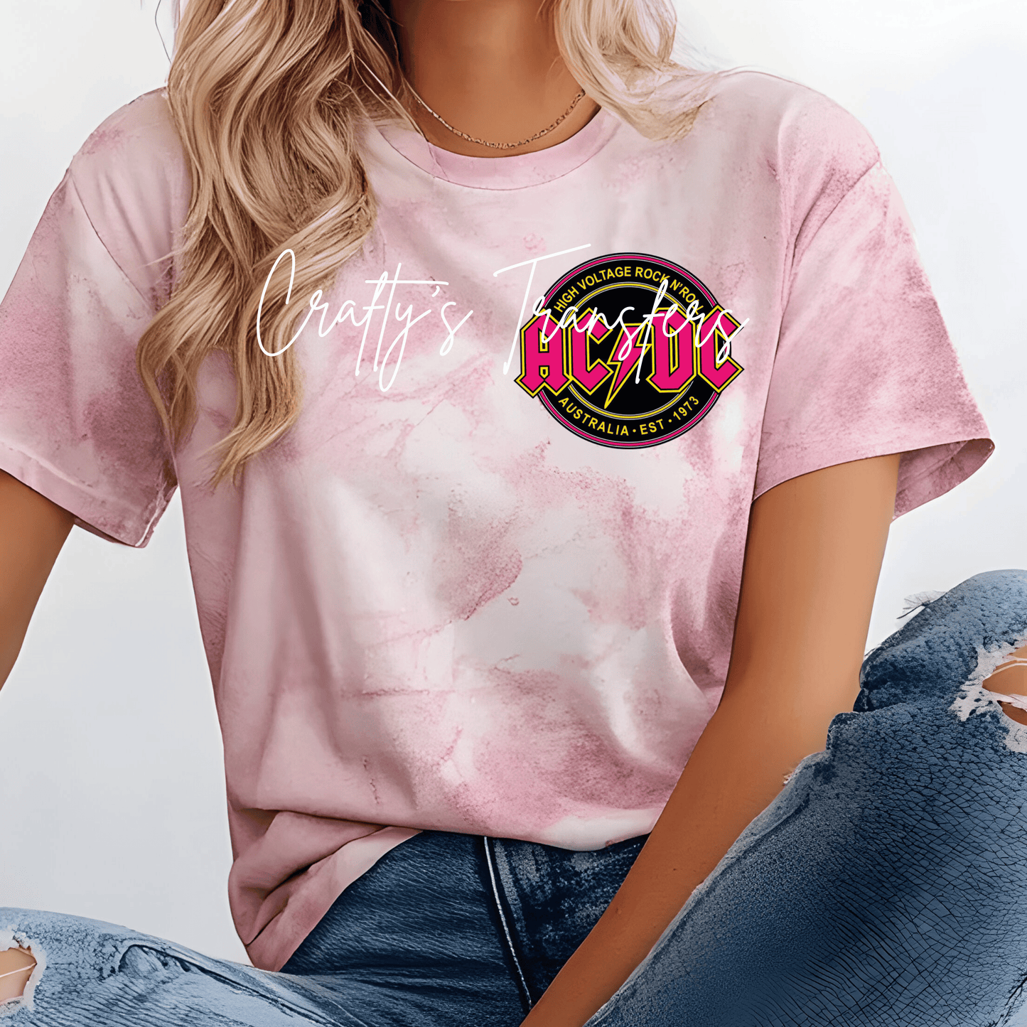 Retro Rock Inspired Skull Guitar DTF Transfer | Pink Rock & Roll Graphic Transfer | Vintage Music Shirt Transfer | Neon Concert Style Design
