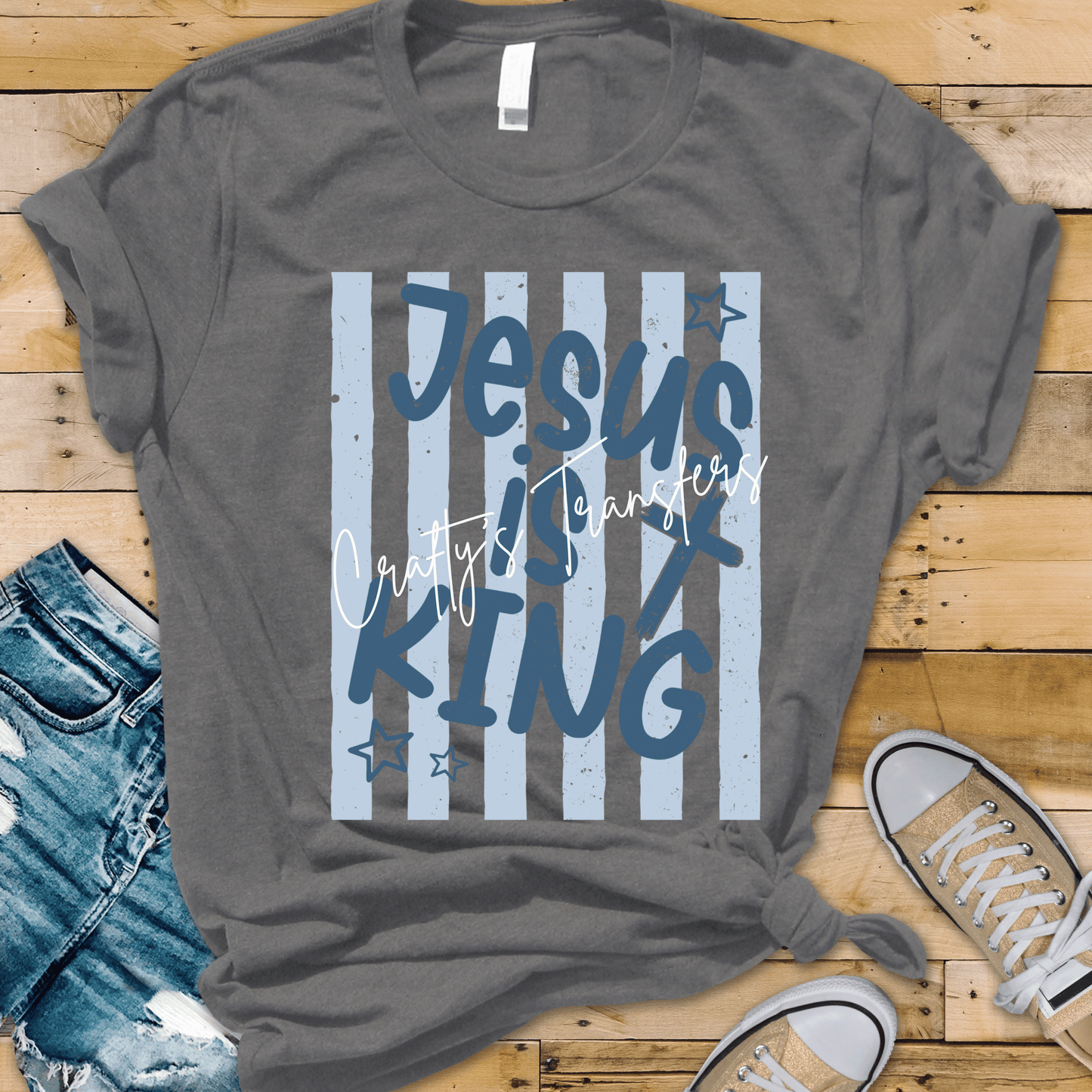 Jesus Is King DTF Transfer | Christian Faith Shirt Transfer | Religious Typography Graphic | Worship Apparel Design | Inspirational Christian Tee
