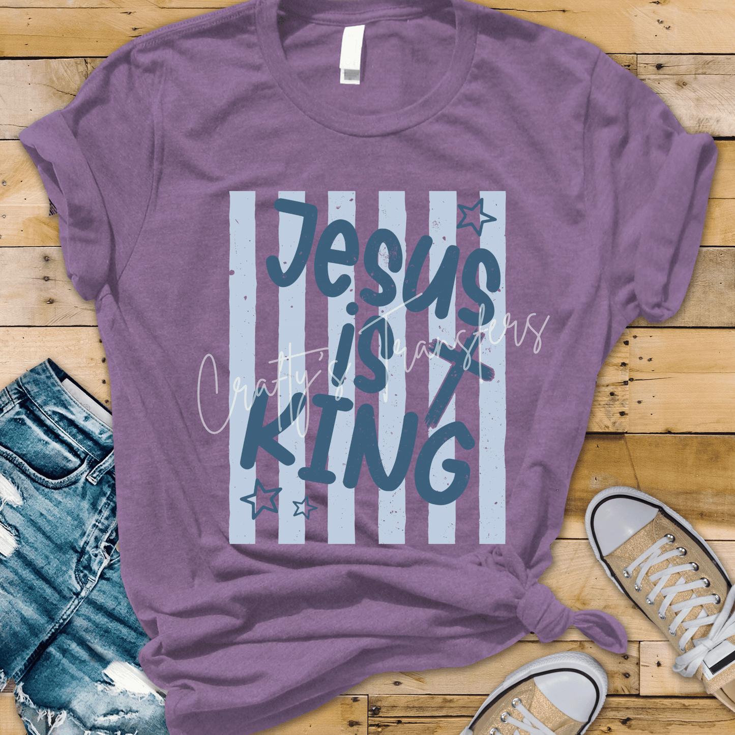 Jesus Is King DTF Transfer | Christian Faith Shirt Transfer | Religious Typography Graphic | Worship Apparel Design | Inspirational Christian Tee