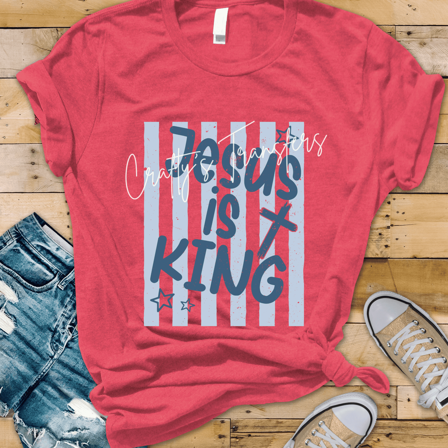 Jesus Is King DTF Transfer | Christian Faith Shirt Transfer | Religious Typography Graphic | Worship Apparel Design | Inspirational Christian Tee