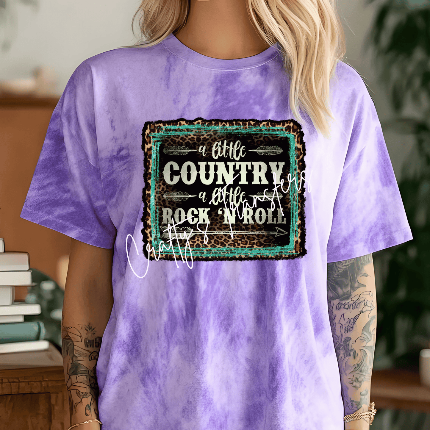 A Little Country A Little Rock N Roll DTF Transfer | Western Leopard Print Graphic Transfer | Country Music Shirt Transfer | Rustic Boutique Design