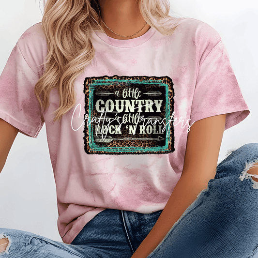 A Little Country A Little Rock N Roll DTF Transfer | Western Leopard Print Graphic Transfer | Country Music Shirt Transfer | Rustic Boutique Design
