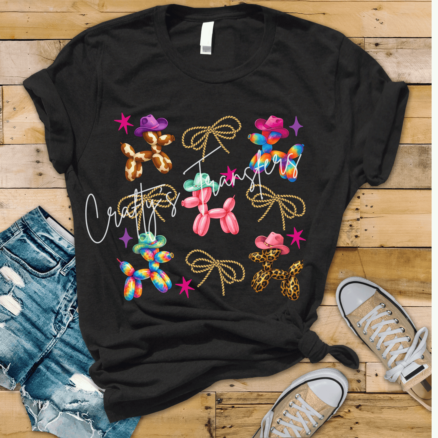 Western Balloon Dog DTF Transfer | Colorful Cowgirl Balloon Animal Shirt Transfer | Cute Rodeo Heat Transfer | Boutique Western Graphic Tee Design
