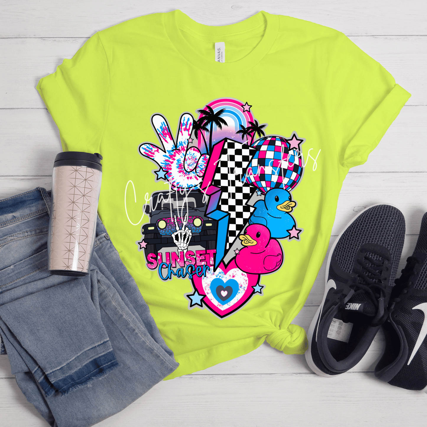 Sunset Chaser Jeep DTF Transfer | Retro Jeep Lover Shirt Transfer | Pink Blue Summer Beach Graphic | Off Road Adventure Heat Transfer