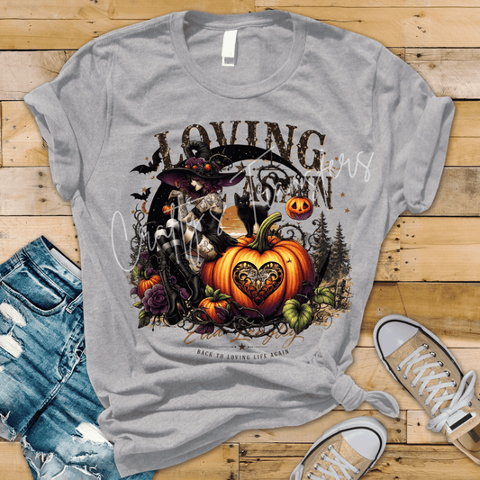 Gothic Witch Halloween DTF Transfer | Dark Coquette Witch & Black Cat Pumpkin Graphic | Spooky Goth Halloween Shirt Transfer | Boutique Fall Design