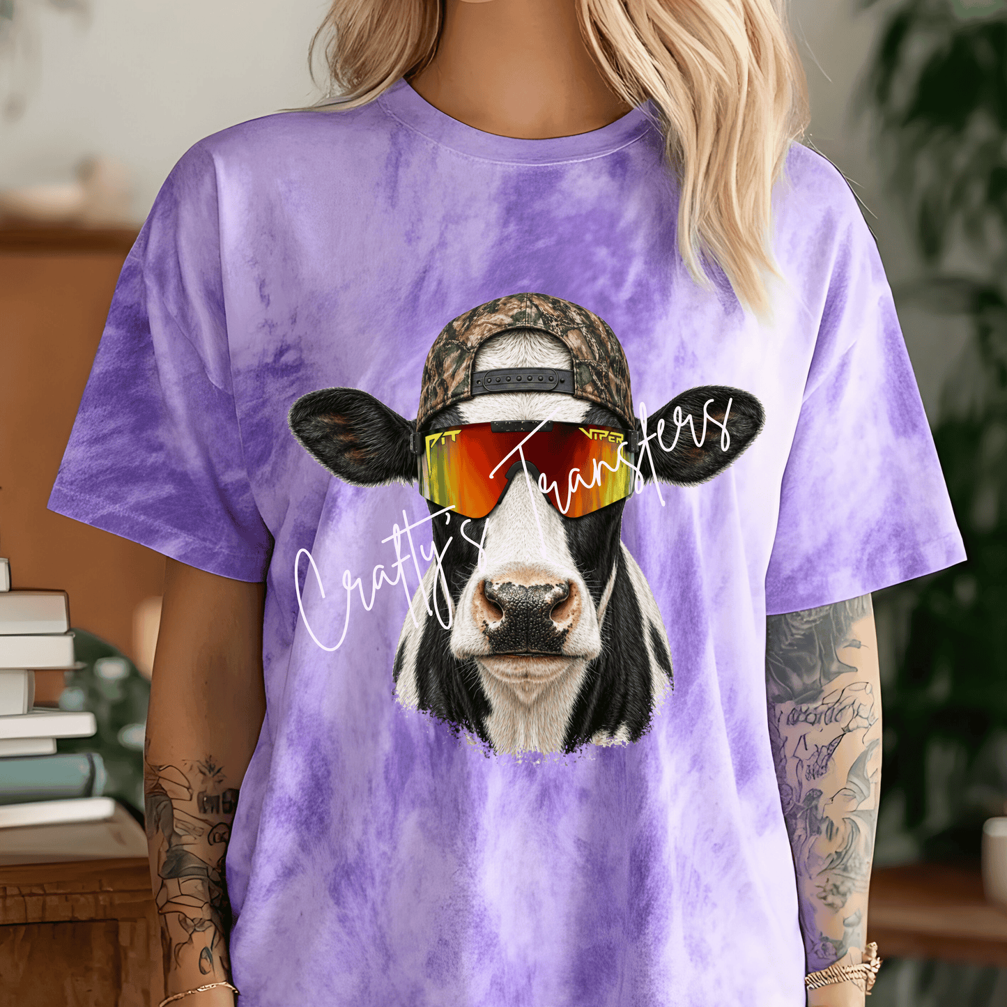 Multiple Animals - Highland Cow Camo Sunglasses DTF Transfer | Funny Western Cow Graphic Transfer | Country Shirt Transfer | Hunting Cow Western Design