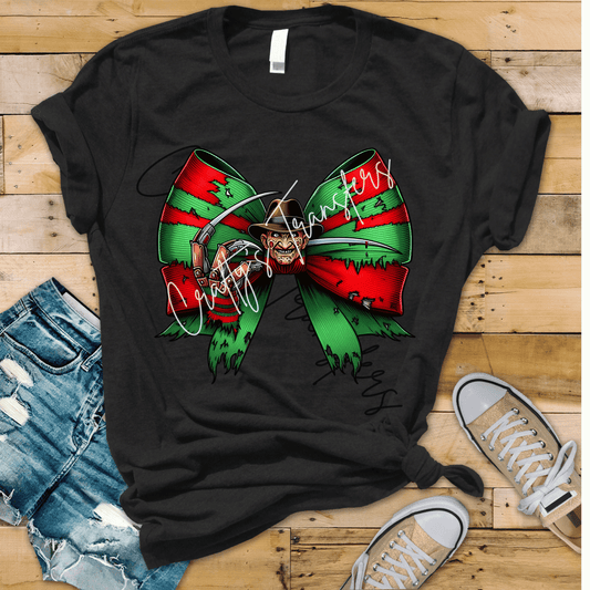 Halloween Bow - Red & Green - Scary Mask