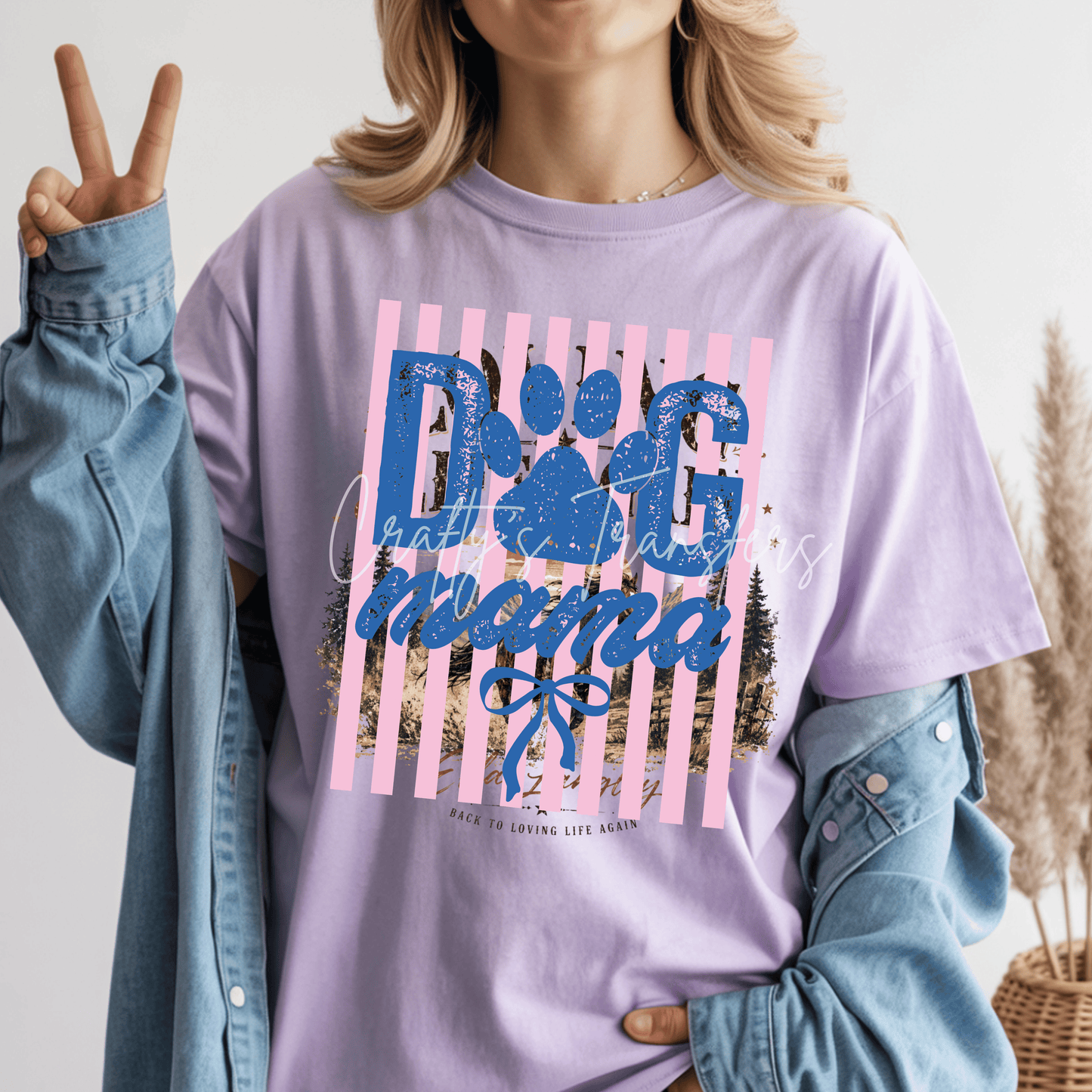 Dog Mama Pink Stripes