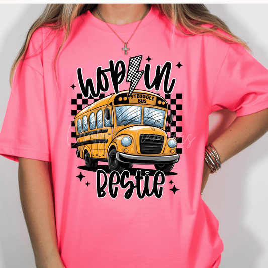 Oops Struggle Bus Bestie DTF Transfer | Funny Teacher Back to School Transfer | School Bus Graphic | Teacher Shirt DTF Transfer