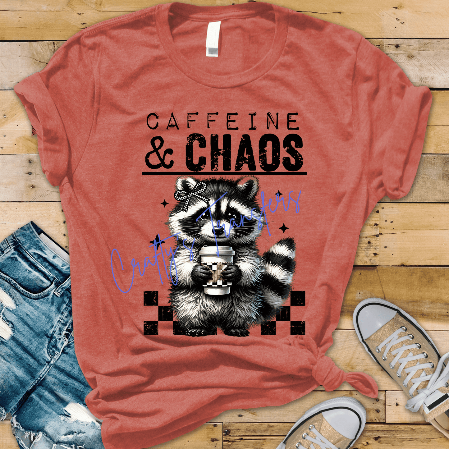 Cute Raccoon Coffee DTF Transfer | Coquette Raccoon with Coffee Graphic | Cozy Caffeine Lover Shirt Design | Boutique Animal DTF Transfer