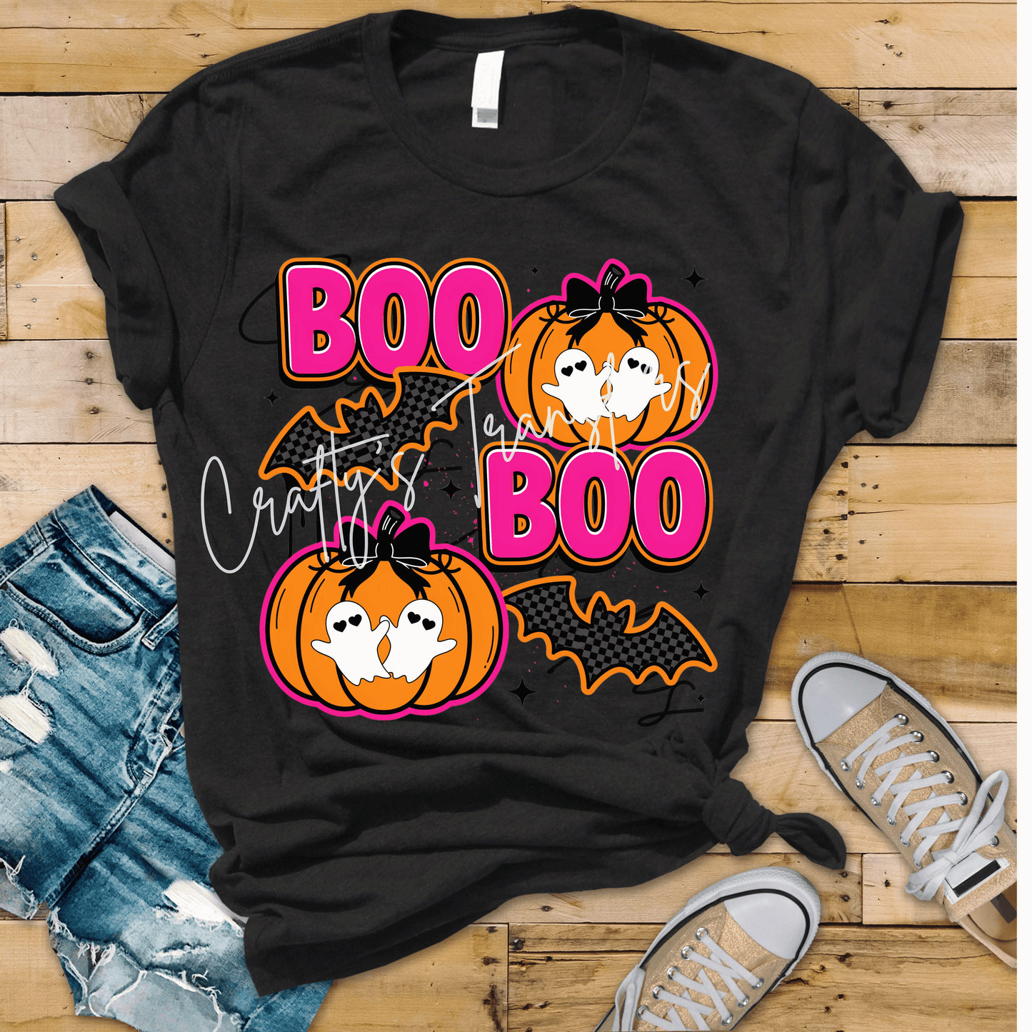 Boo Boo DTF Transfer | Cute Halloween Ghost Pumpkin Shirt Transfer | Pink Coquette Halloween Graphic | Spooky Season Boutique Heat Transfer