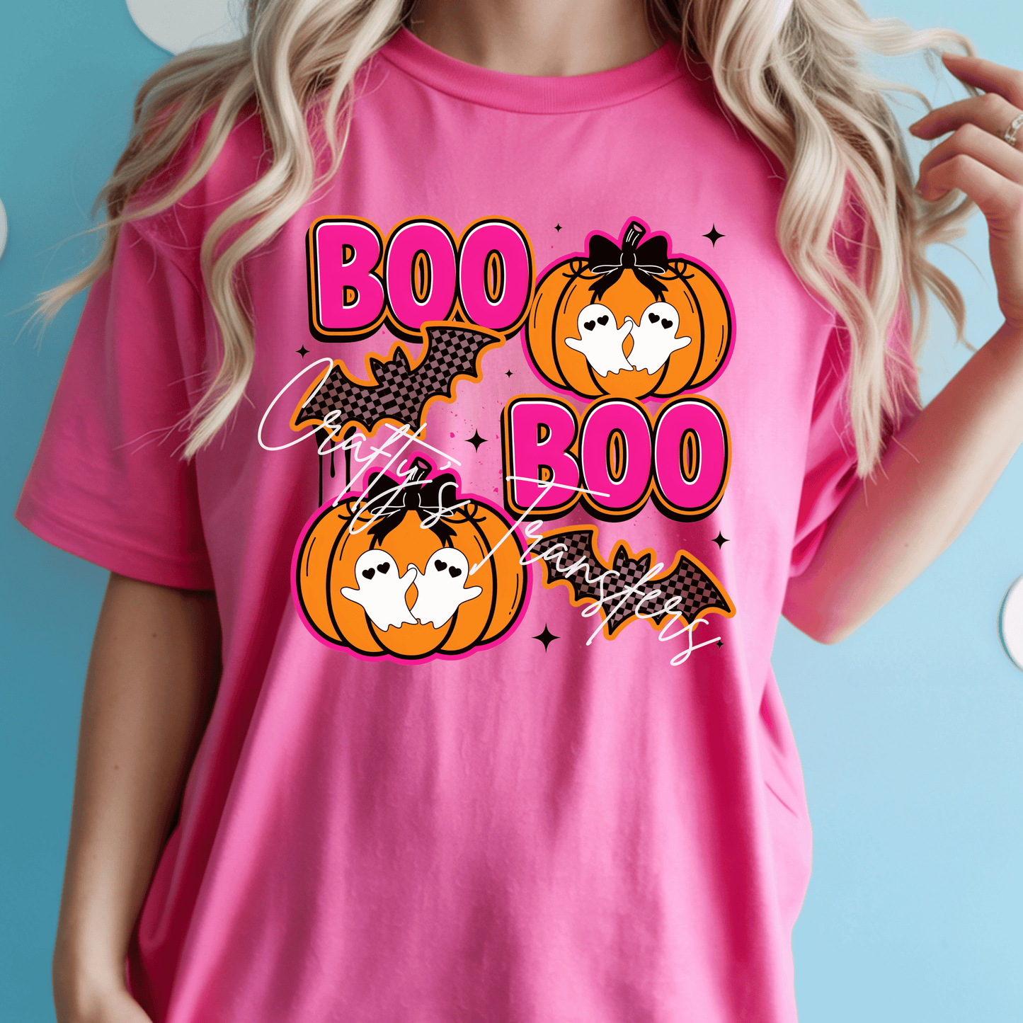 Boo Boo DTF Transfer | Cute Halloween Ghost Pumpkin Shirt Transfer | Pink Coquette Halloween Graphic | Spooky Season Boutique Heat Transfer