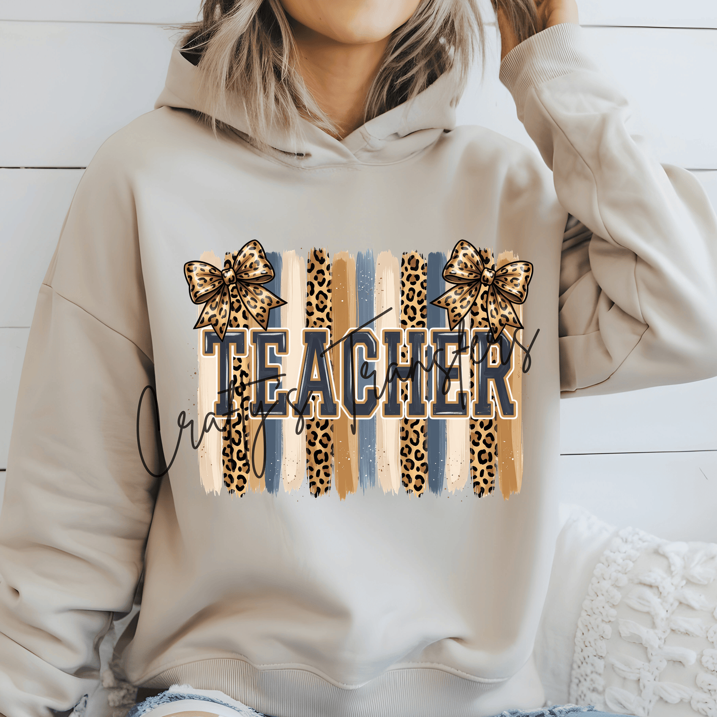 Teacher DTF Transfer | Leopard Bow Teacher Heat Transfer | Cute Back to School Graphic Tee Transfer | Boutique Teacher Shirt Design
