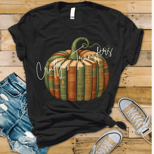 Book Pumpkin DTF Transfer | Retro Fall Book Lover Heat Transfer | Teacher Autumn Graphic Tee | Cozy Reader Boutique DTF Transfer