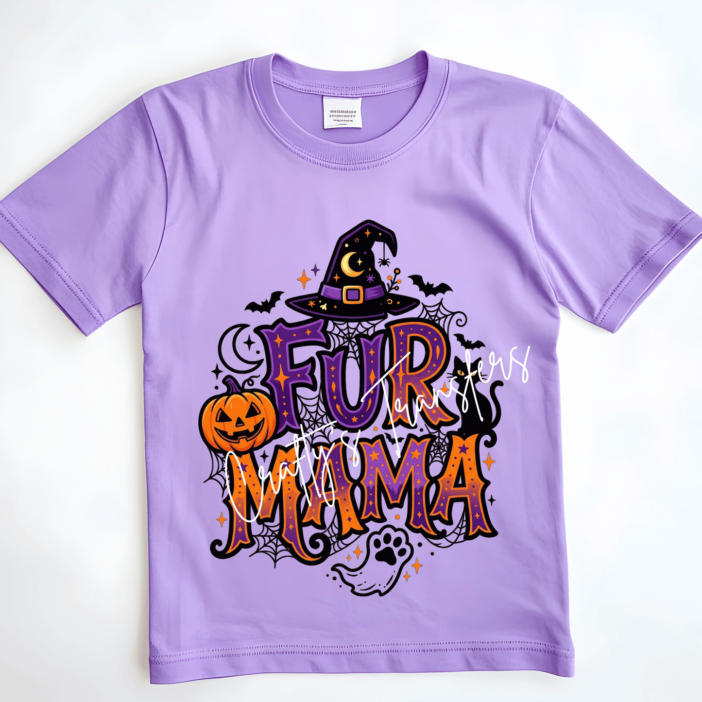 Fur Mama Halloween DTF Transfer | Spooky Dog Mom Shirt Transfer | Witch Hat Pet Lover Heat Transfer | Ready to Press