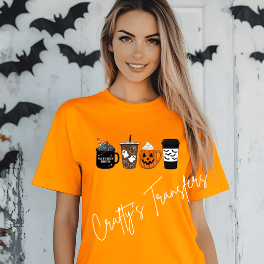 Spooky Halloween Coffee Cups DTF Transfer | Witches Brew, Ghost Coffee & Pumpkin Mug | Cute Fall Coffee Heat Transfer