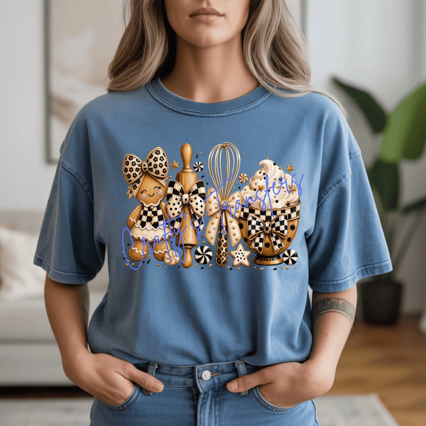 Christmas Baking DTF Transfer | Gingerbread Cookie & Baking Utensils Heat Transfer | Holiday Kitchen Graphic | Boutique Christmas Shirt Transfer