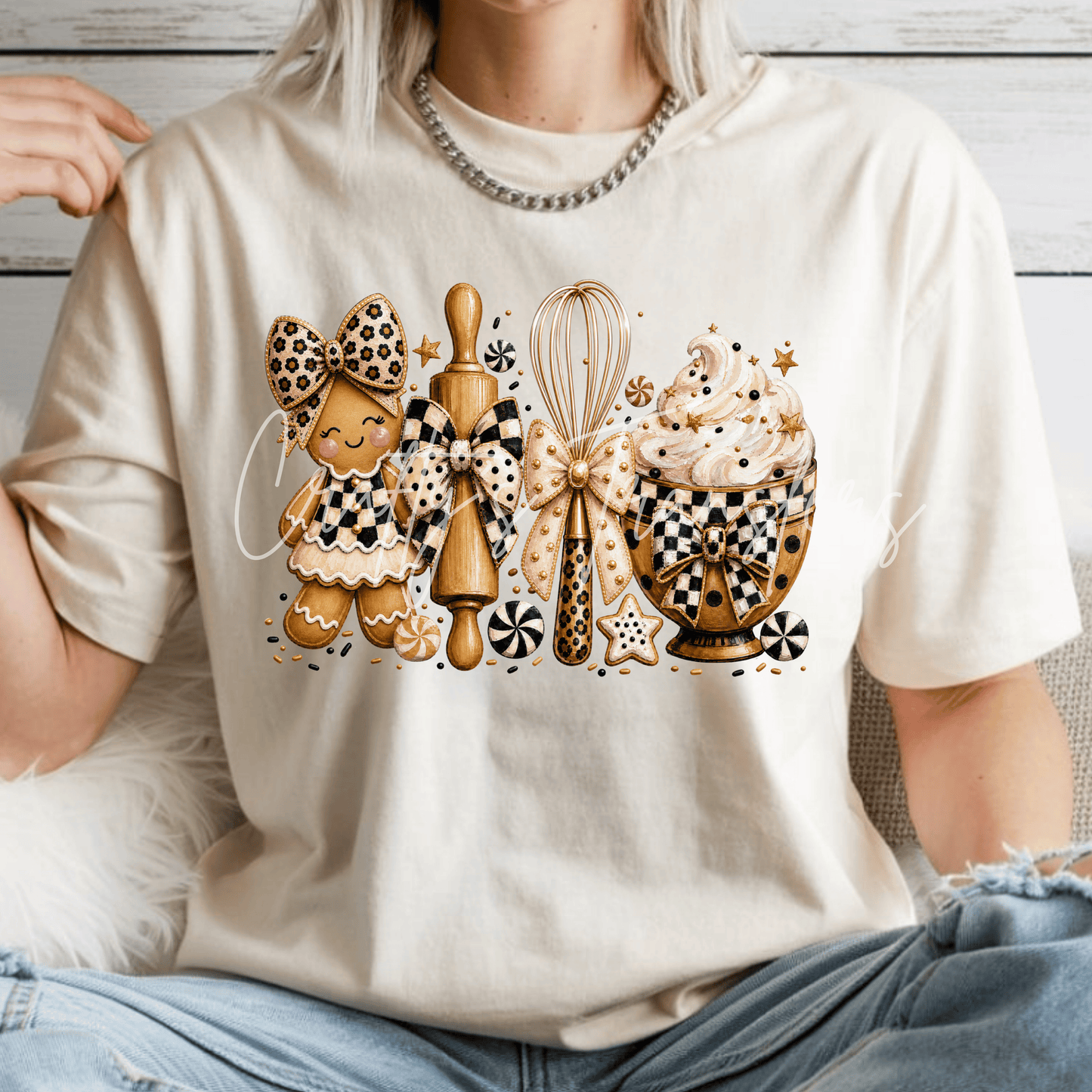 Christmas Baking DTF Transfer | Gingerbread Cookie & Baking Utensils Heat Transfer | Holiday Kitchen Graphic | Boutique Christmas Shirt Transfer