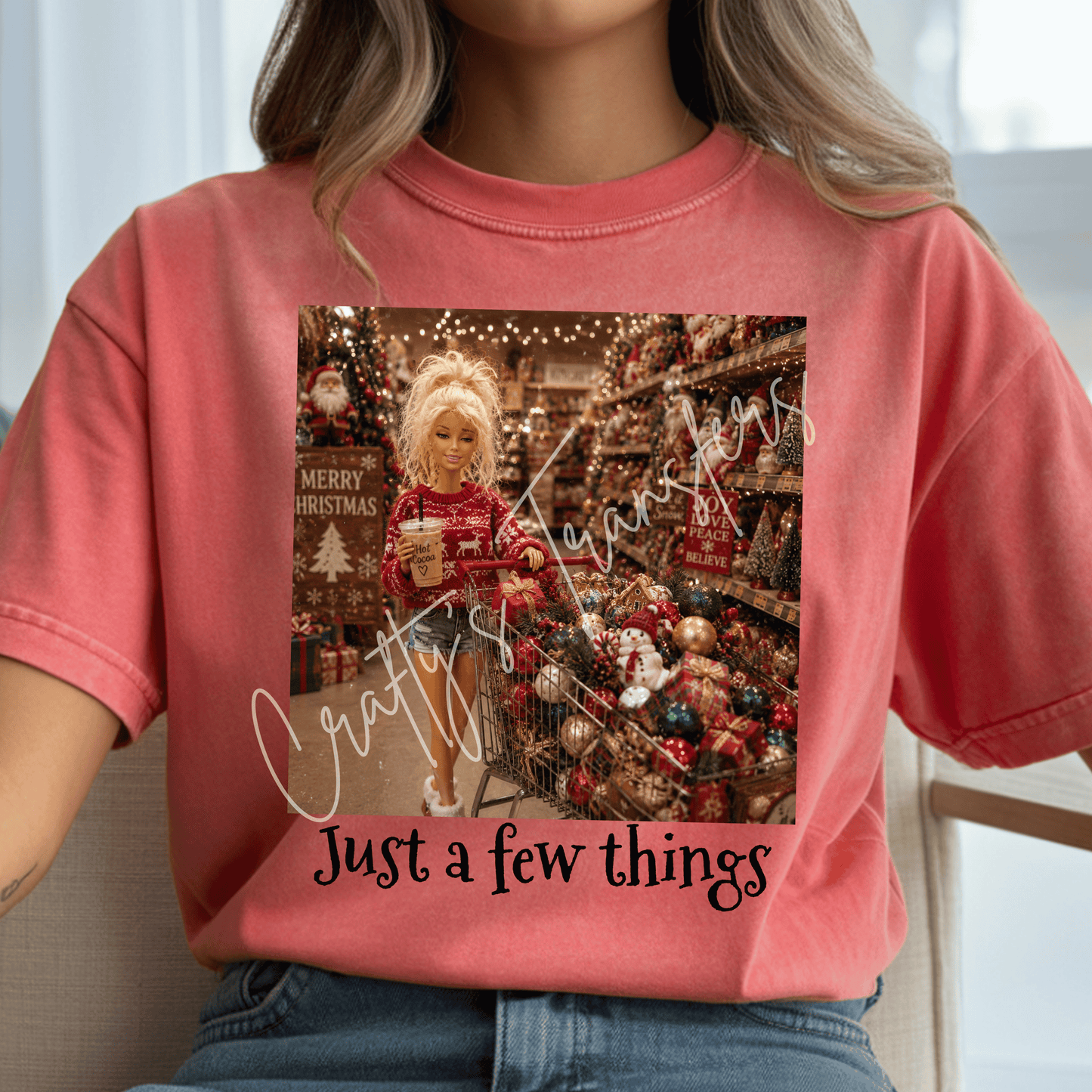 Just a Few Things Christmas Shopping DTF Transfer | Funny Holiday Shopping Heat Transfer | Christmas Girl Graphic Shirt Transfer | Retail Therapy Christmas