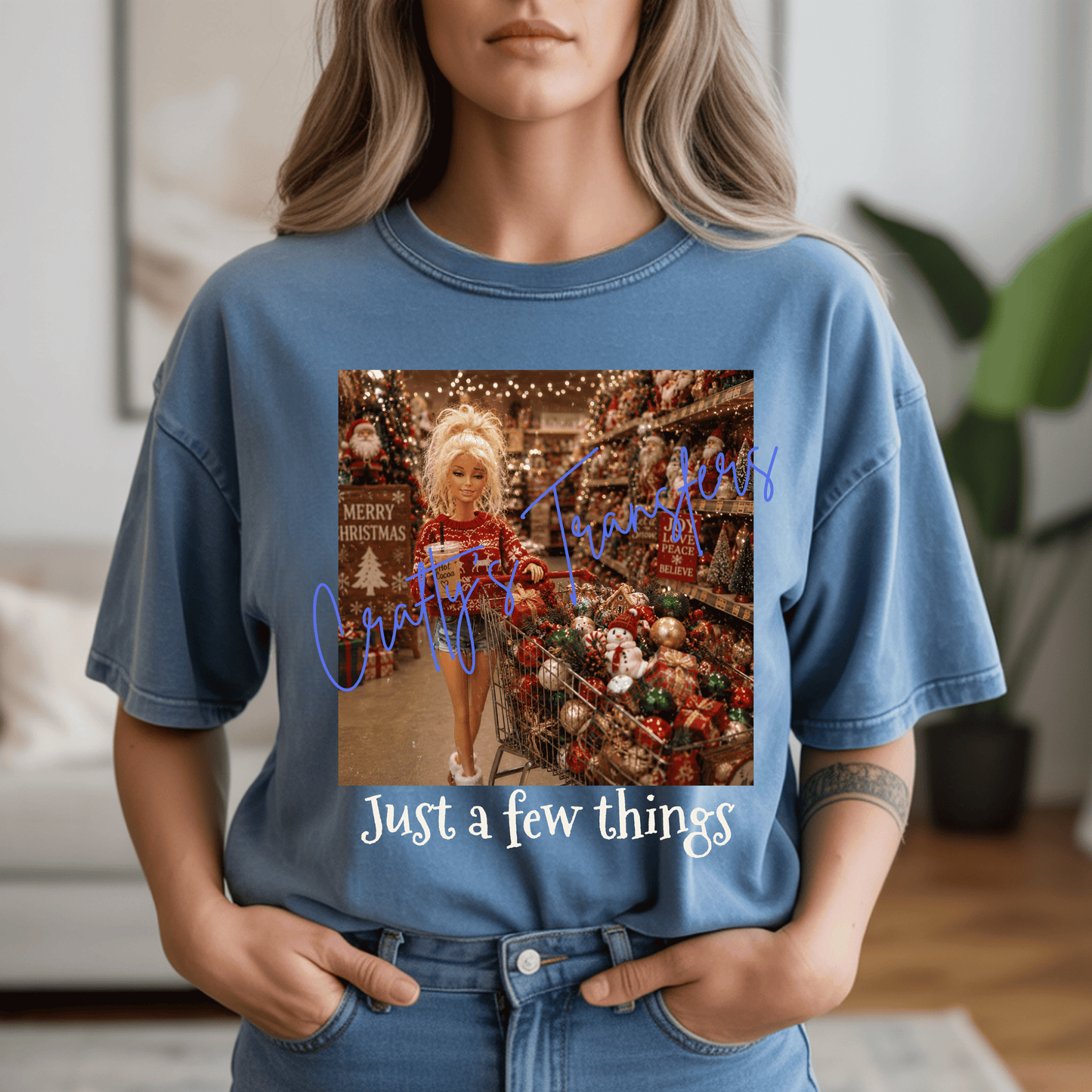 Just a Few Things Christmas Shopping DTF Transfer | Funny Holiday Shopping Heat Transfer | Christmas Girl Graphic Shirt Transfer | Retail Therapy Christmas