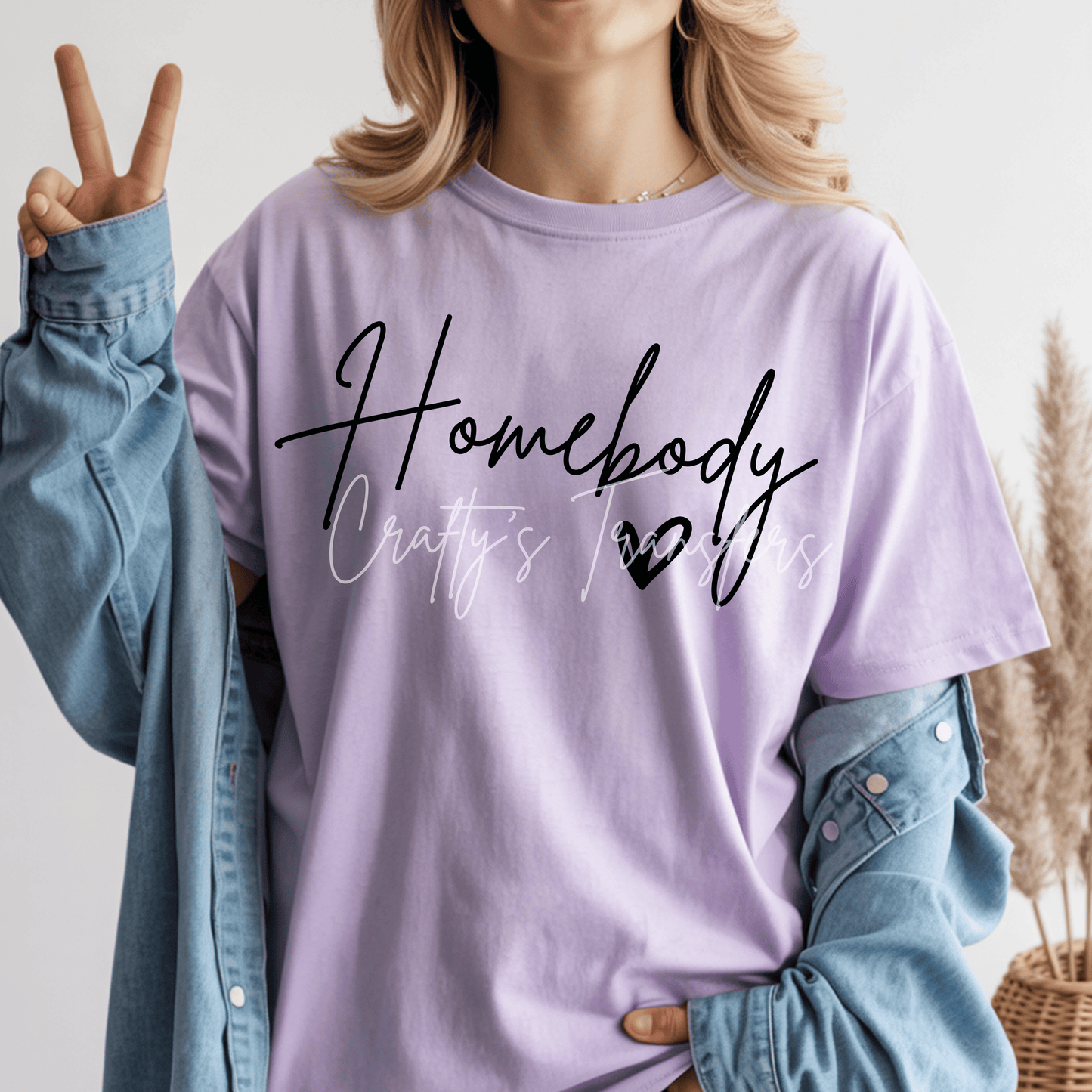 Homebody with heart black and white