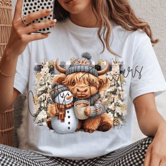 Winter Highland Cow