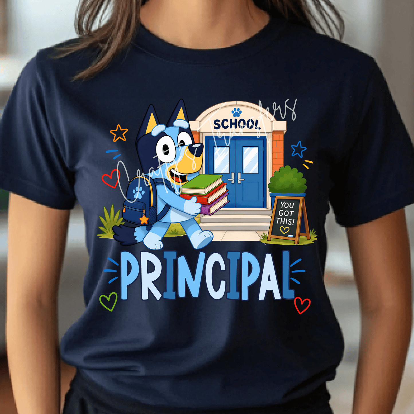 Blue Character Principal, Teacher, Para